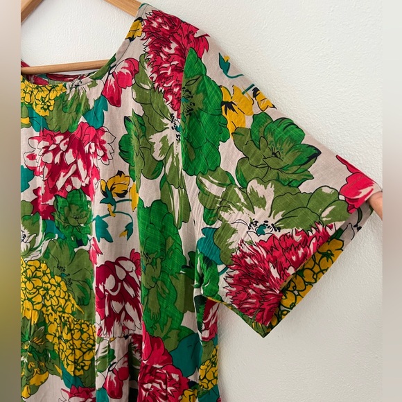 Beautiful 100% Cotton Yesno Colorful Floral Print Flowy Modest Maxi Dress - Picture 6 of 10